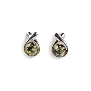Sealed With A Kiss Stud Earrings In Silver And Green Amber Default Title