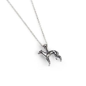 Miniature Greyhound Whippet Dog Necklace In Silver 16 42cm