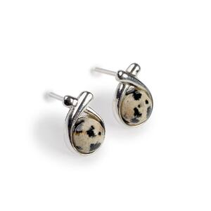 Sealed With A Kiss Stud Earrings In Silver And Dalmatian Jasper Default Title