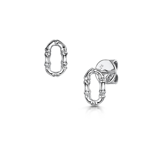 Rox Cane Silver Mini Oval Stud Earrings