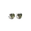 Click to view product details and reviews for Small Round Stud Earrings In Silver And Green Amber Default Title.