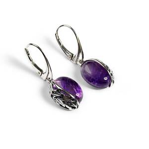 Amethyst Oval Earrings In Silver Default Title