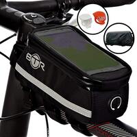BTR Deluxe Bike Phone Bag with LED Bicycle Front & Rear Bike Lights