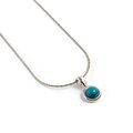 Click to view product details and reviews for Round Charm Necklace In Silver And Turquoise 16 42cm.