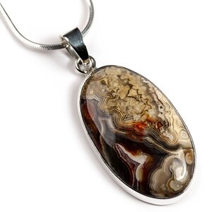 Fun Crazy Lace Agate Necklace Natural Designer Gemstone 16 42cm