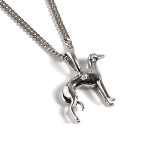 Large Greyhound Whippet Dog Necklace In Silver 16 42cm