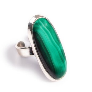 Russian Malachite Adjustable Statement Ring Natural Designer Gemstone Default Title