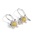 Click to view product details and reviews for Daffodil Flower Hook Earrings In Silver And Yellow Amber Default Title.