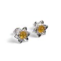 Click to view product details and reviews for Daffodil Flower Stud Earrings In Silver And Yellow Amber Default Title.