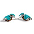 Click to view product details and reviews for Kingfisher Bird Stud Earrings In Silver Turquoise And Amber Default Title.
