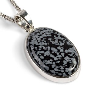 Natural Snowflake Obsidian Necklace Natural Designer Gemstone 16 42cm