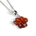 Click to view product details and reviews for Paw Print Necklace In Silver And Cognac Amber 22 56cm.