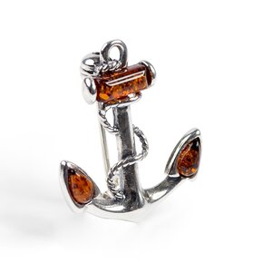 Anchor Brooch In Silver And Amber Default Title