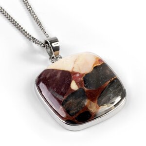 Chert Breccia Stone Necklace Natural Designer Gemstone 16 42cm