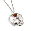 Click to view product details and reviews for Cuddling Cats Necklace In Silver And Amber 16 40cm.