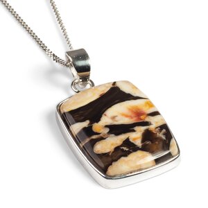 Rectangle Peanut Wood Jasper Necklace Natural Designer Gemstone 16 42cm