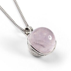 Rose Quartz Sphere Necklace Natural Designer Gemstone 16 40cm