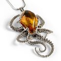 Click to view product details and reviews for Striking Large Octopus Necklace In Silver And Amber 16 42cm.