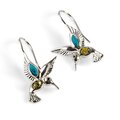 Click to view product details and reviews for Hummingbird Hook Earrings In Silver Green Amber And Turquoise Default Title.