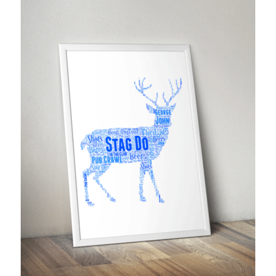 Personalised Stag Night Word Art Gift