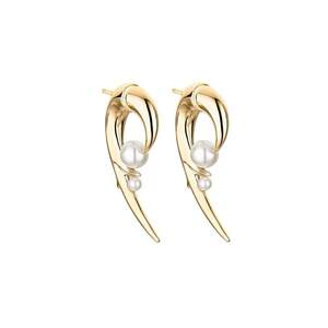 Shaun Leane Yellow Gold Hooked Pearl Earrings Code Cb051yvnaeos