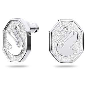 Swarovski Signum Stud Earrings Swan White Rhodium Plated 5621097