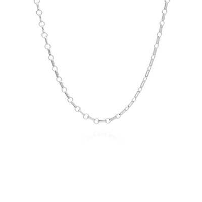 Bar & Ring Chain Necklace - Silver