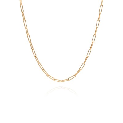 Elongated Box Chain Necklace - Gold