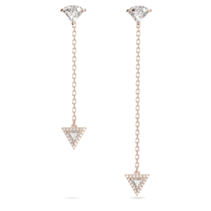 Swarovski Ortyx Drop Earrings Triangle Cut Asymmetric Design White Rose Gold Tone Plated 5643729