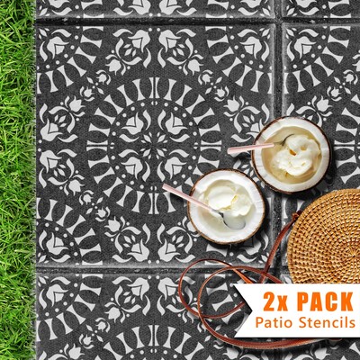 Laya Patio Stencil - Square Slabs - 600mm - 1x Large Pattern / 2 pack (2 stencils)