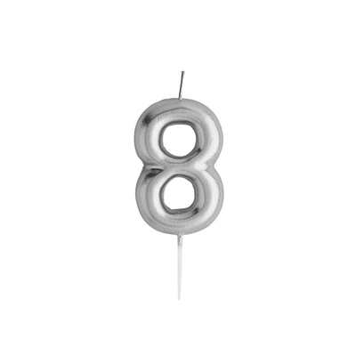 Silver Number Candles - Number 8