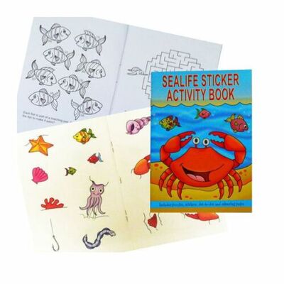 Boys Girls 36 Page Mini A6 Sticker Puzzle Colouring Activity Books - Sea Life - 48