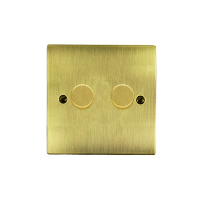 M Marcus Electrical Elite Flat Plate 2 Gang Dimmer Switch, Antique Brass, 250 Watts OR 400 Watts - T91.972 ANTIQUE BRASS - 250 WATTS