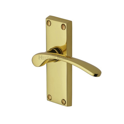 Heritage Brass Sophia Short Polished Brass Door Handles - V4140-PB (sold in pairs) SHORT LATCH (119mm X 40mm)