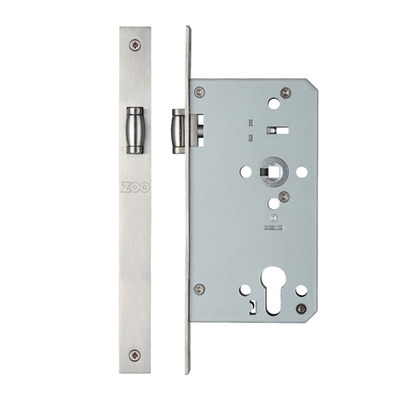 Zoo Hardware Vier 72mm c/c DIN Roller Latch (Square Or Radius Profile), Satin Stainless Steel - ZRD0060LSS SATIN STAINLESS STEEL - 60mm BACKSET