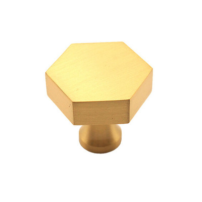 Spira Brass Hexagonal Cupboard Door Knob (38mm), Satin Brass - SB2311SB SATIN BRASS