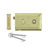 Frelan Hardware Reversible Rim Lock, Electro Brass - JL185EB ELECTRO BRASS