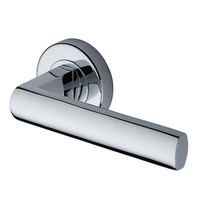 Heritage Brass Poseidon Design Door Handles On Round Rose, Polished Chrome - V6230-PC (sold in pairs) POLISHED CHROME