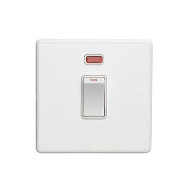 Carlisle Brass Eurolite Concealed 3mm 20 Amp D.P Switch With Neon Indicator, White - ECW20ADPSWNW WHITE