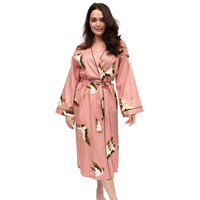 Cyberjammies Bonnie Crane Bird Print Long Dressing Gown - Pink Mix - M - 12
