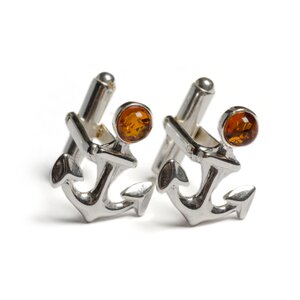 Anchor Cufflinks In Silver And Amber Default Title
