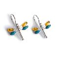 Click to view product details and reviews for Rounded Dragonfly Drop Earrings In Silver Yellow Amber And Turquoise Default Title.