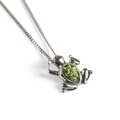 Click to view product details and reviews for Miniature Frog Necklace In Silver And Green Amber 20 51cm.