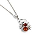 Click to view product details and reviews for Spider On Web Necklace In Silver And Amber 16 42cm.
