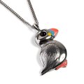 Click to view product details and reviews for Large Puffin Bird Necklace In Silver And Amber 16 42cm.