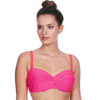 Freya Horizon Twist Front Bandeau Bikini Top Hot Coral