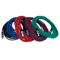 5 x XLR Mic - Audio Cables 10 Metre  5 Tangle Resistant Coloured Cable Pack