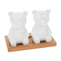 Joe Davies White Bamboo Teddy Bear Cruet Set