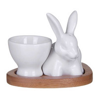 Joe Davies White Bamboo Egg Cup & Bunny Salt Shaker