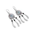 Click to view product details and reviews for Dreamcatcher Drop Earrings In Silver Turquoise And Onxy Default Title.